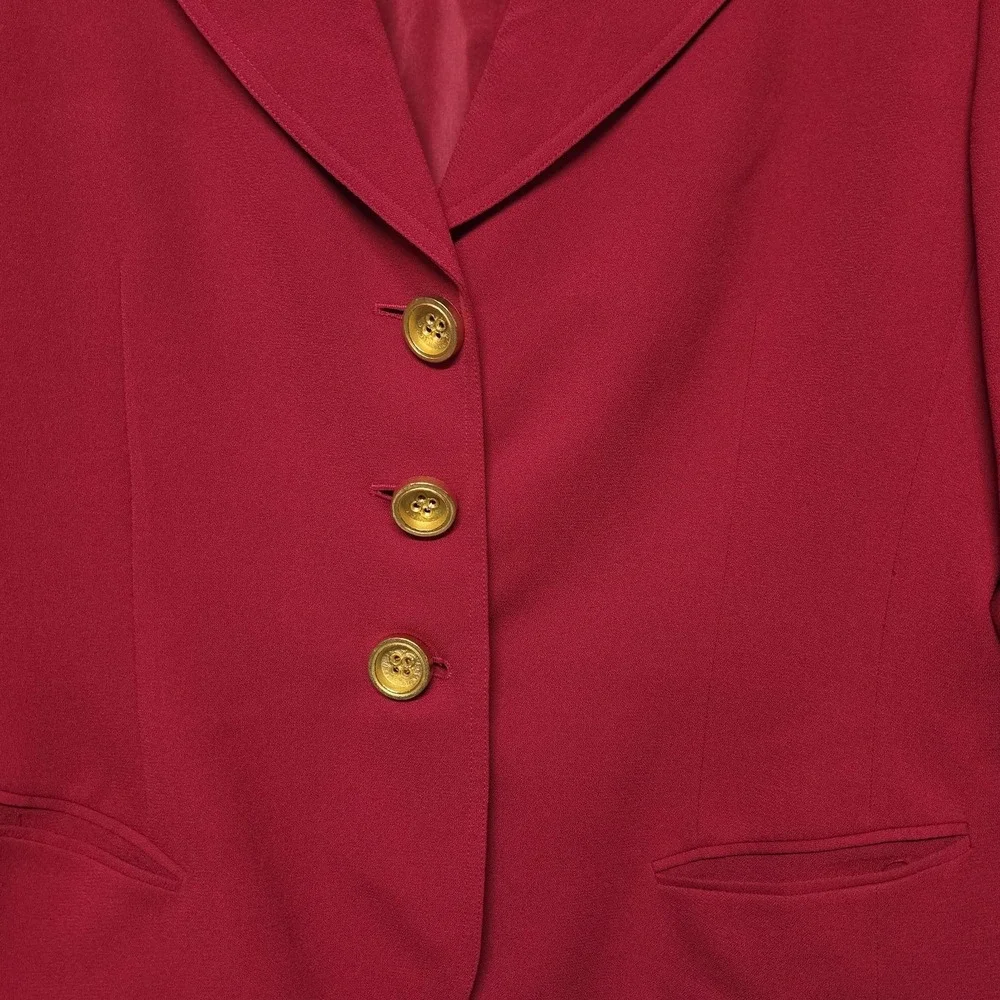 Vintage‎ Christian Dior Red Blazer Jacket Womens Size 16 Gold Button Career